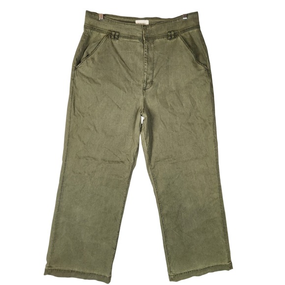 Frame Pants Women's 32 Military Green High Rise Wide Leg‎ Soft Stretch Pockets - Picture 1 of 9